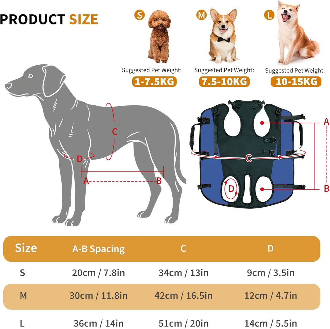 PETCUTE Hunde-Tragegeschirr,Hundegeschirr-Rucksack für grosse Hundes,Ganzkörpergeschirr mit Griff,Ve