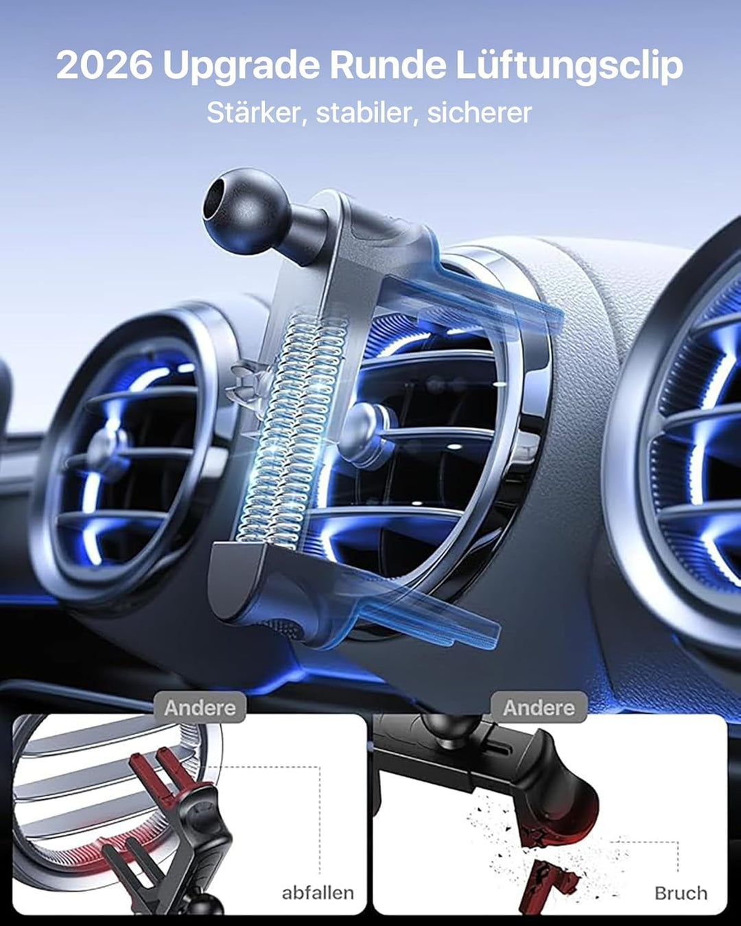 andobil Handyhalterung Auto für MagSafe Autohalterung Runde lüftung[20xN56 Stärkste Magnete]Magnet K