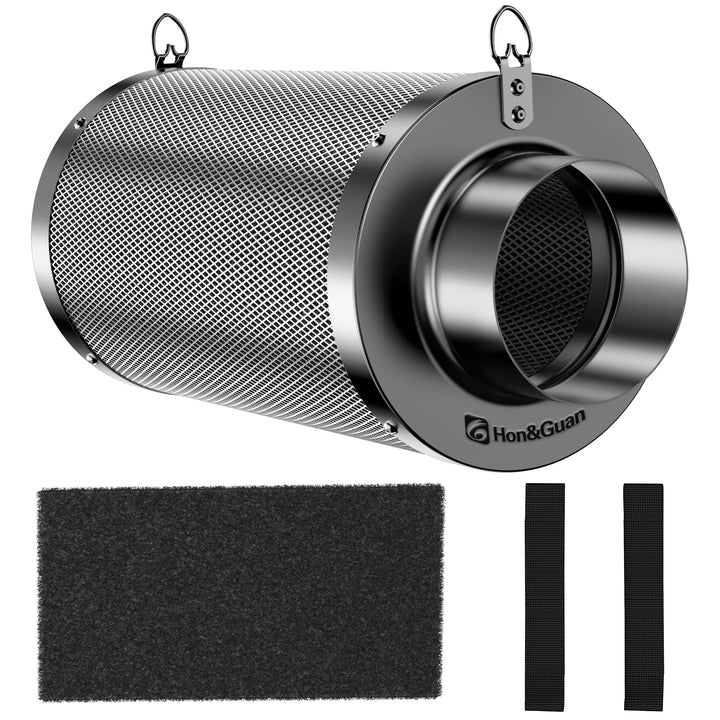Hon&amp;Guan Aktivkohlefilter 100mm mit Leichtes Carbon 300mm Lang, 38mm Dickes Holzkohlebett für Geruch