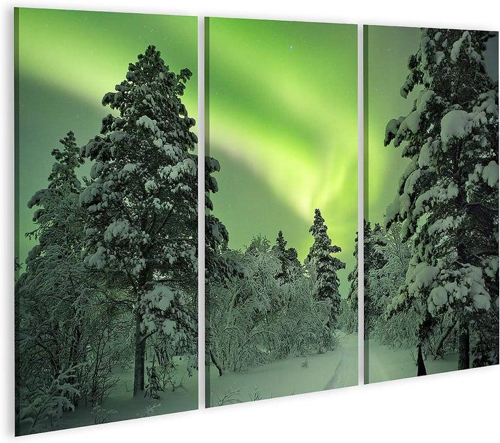 islandburner Bild auf Leinwand Spektakuläre Aurora Borealis Pfad Winterlandschaft Nordlichter Lappla