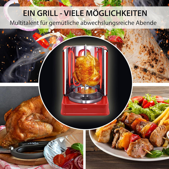 Syntrox Germany Vertikal-Multigrill Dönergrill Gyrosgrill Schaschlikgrill Rotisserie Hähnchengrill R