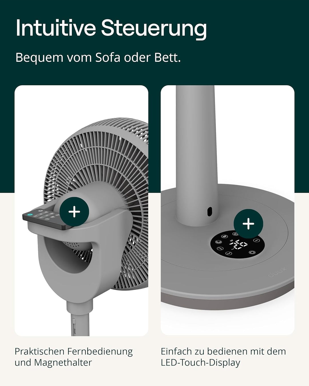 Duux Whisper 3 Standventilator – Energiesparender Ventilator mit 26 Geschwindigkeiten, Timer & Nacht