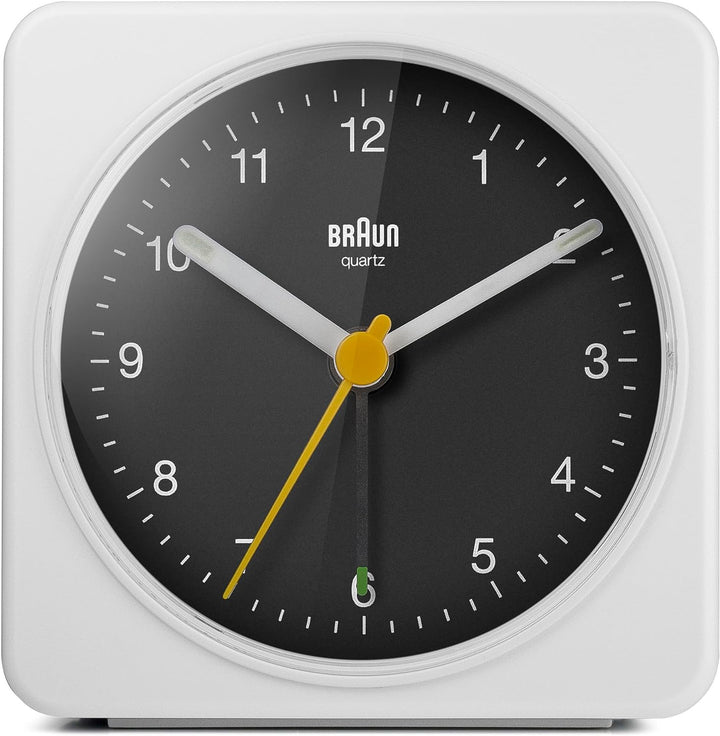 Braun Classic Analog Alarm Clock with Snooze and Light, Quiet Quartz Sweeping Movement, Crescendo Be
