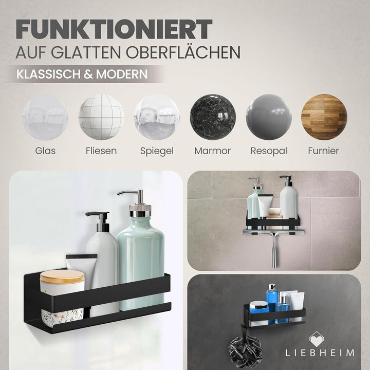 LIEBHEIM Duschablage Duschkorb Badregal ohne Bohren - Montage mit Industrie Klebeband oder Kraftkleb