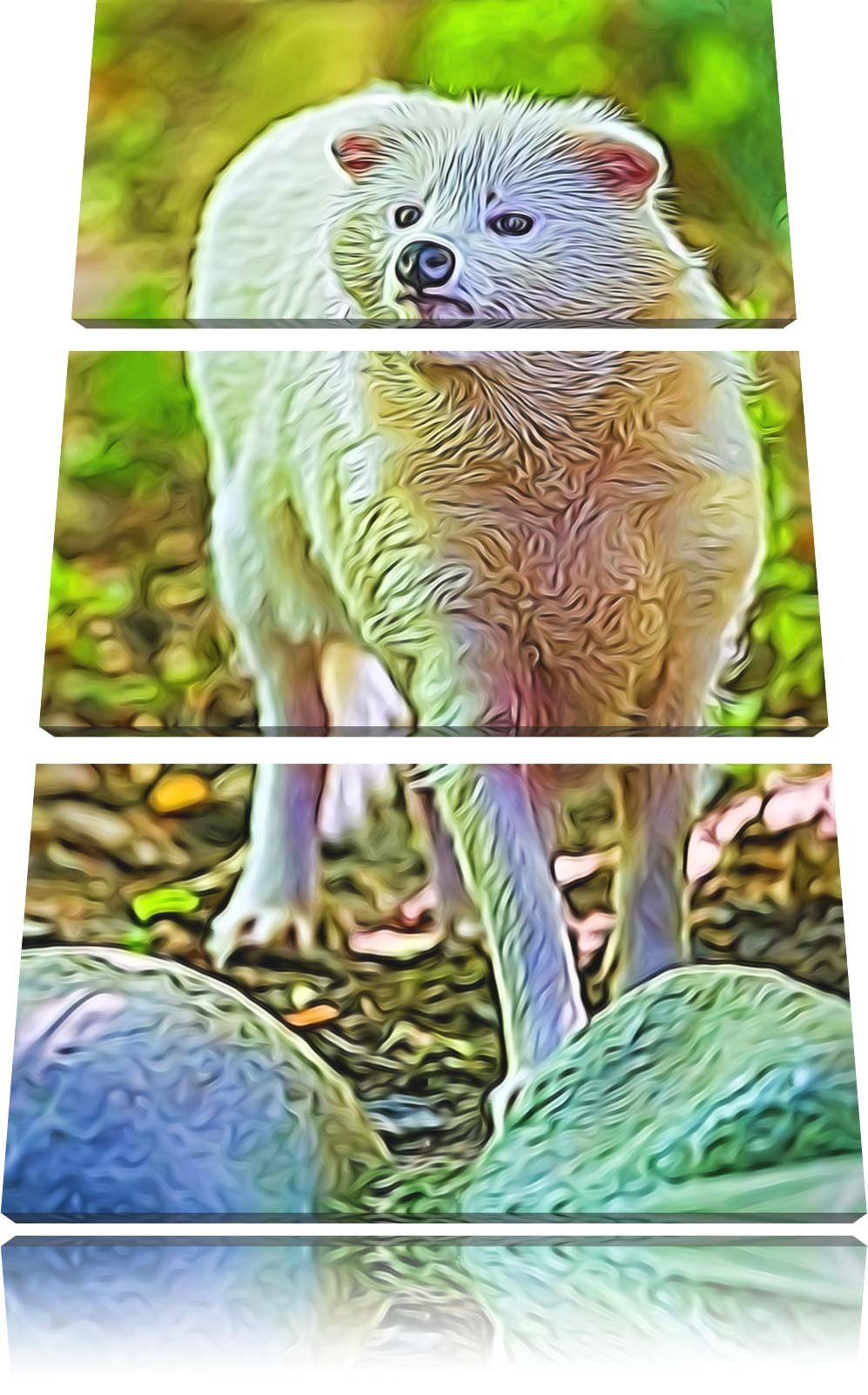 niedlicher Polarfuchs NewArt 3-Teiler Leinwandbild 120x80 Bild auf Leinwand, XXL riesige Bilder fert