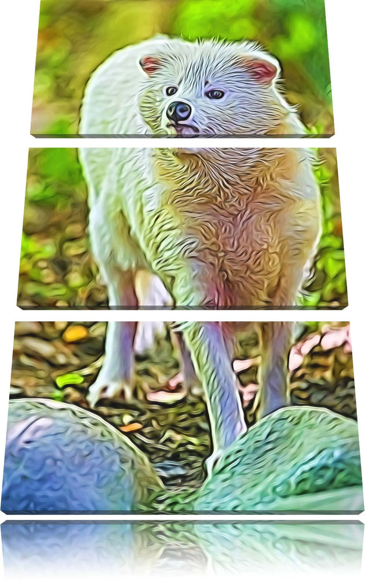 niedlicher Polarfuchs NewArt 3-Teiler Leinwandbild 120x80 Bild auf Leinwand, XXL riesige Bilder fert
