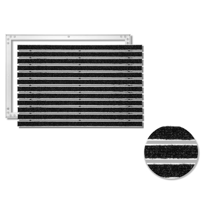 Fussabtreter für Innen & Aussen I Eingangsmatte mit Aluminium Rahmen I Einbau Schmutzfangmatte & ein