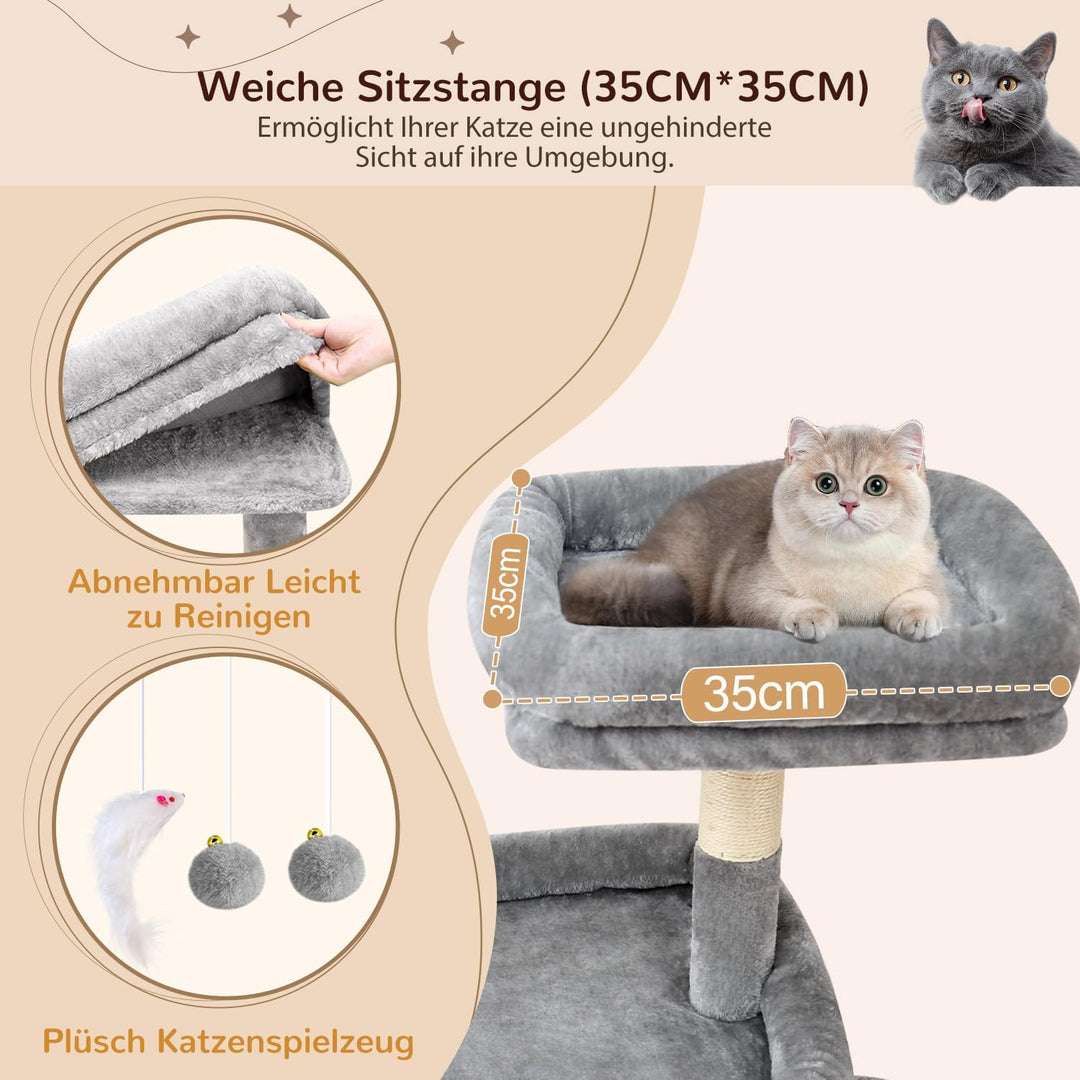 Globlazer Kratzbaum XXL 193 cm Hoch mit 2 Grosse Katzenhaus, Hängematte 50 * 40CM, Gross Plattform G