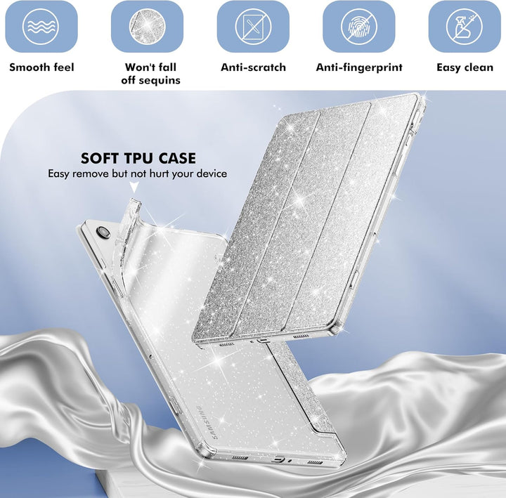 INFILAND Hülle für Samsung Galaxy Tab A11+/A9+11 Zoll (2023/2025),Glitzernde Schutzhülle mit funkeln