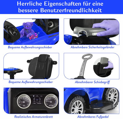 COIL Rutschauto mit der Schiebestange 614W Rutscher Babyrutscher Rutschfahrzeug Blau, Blau