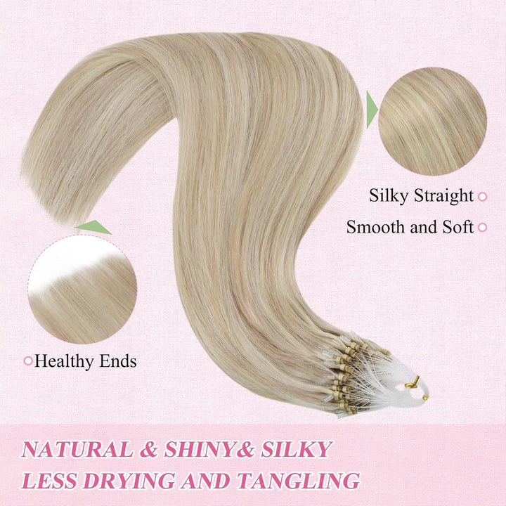YoungSee Microring Extensions Blond Microring Extensions Echthaar 1g Blond Micro Loop Hair Extension