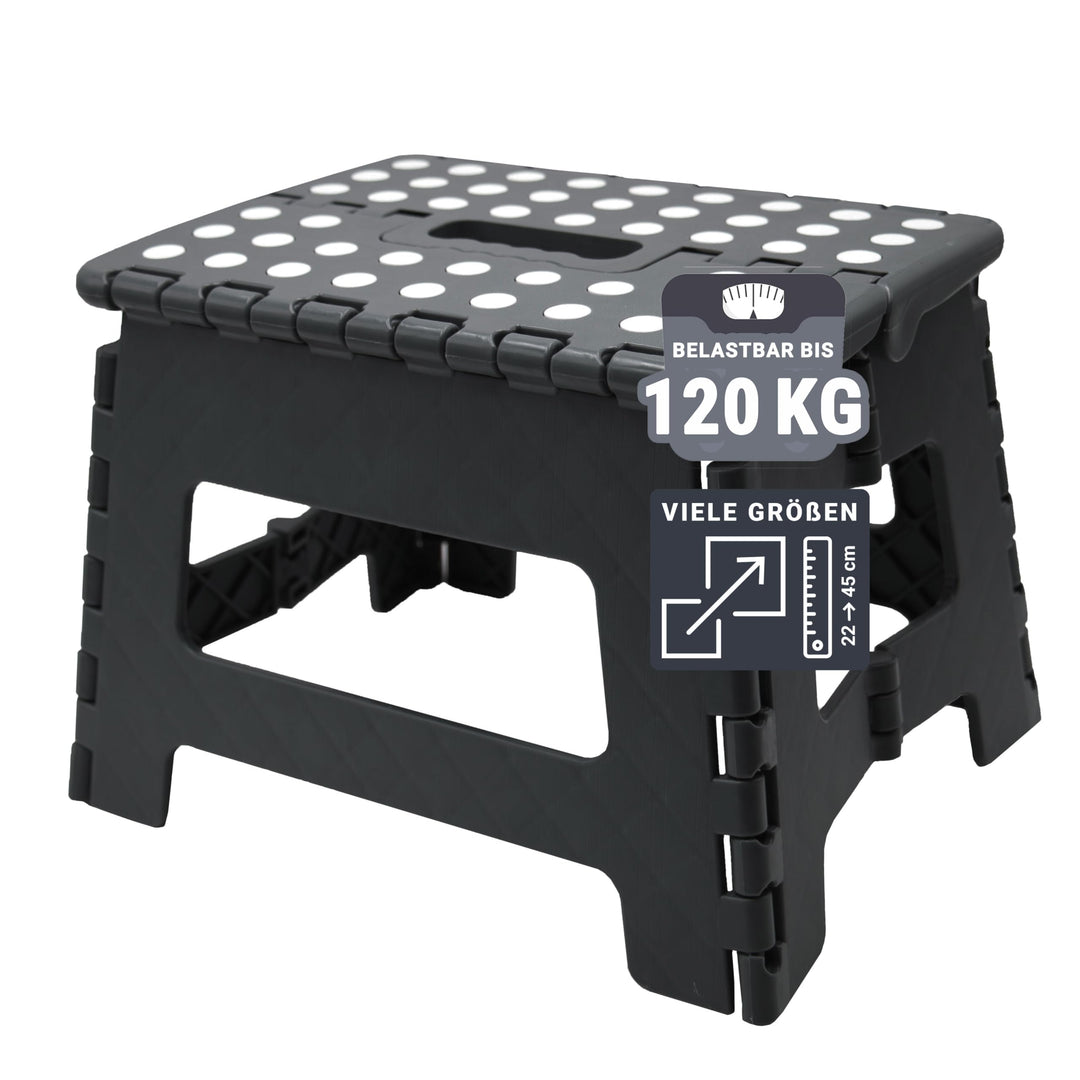 ZOLLNER Tritthocker faltbar - Klapphocker für Kinder und Erwachsene bis 120kg - Anti-Rutsch-Beschich