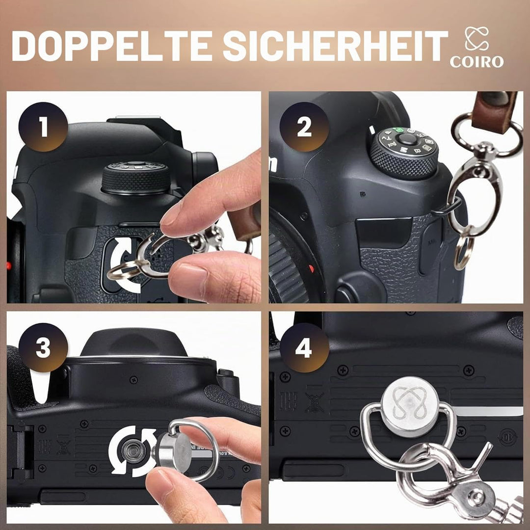C Coiro Kamera-Zubehör Slim Dual Harness Zwei Kameras - Schulterriemen aus Leder, Braun, Einstellbar