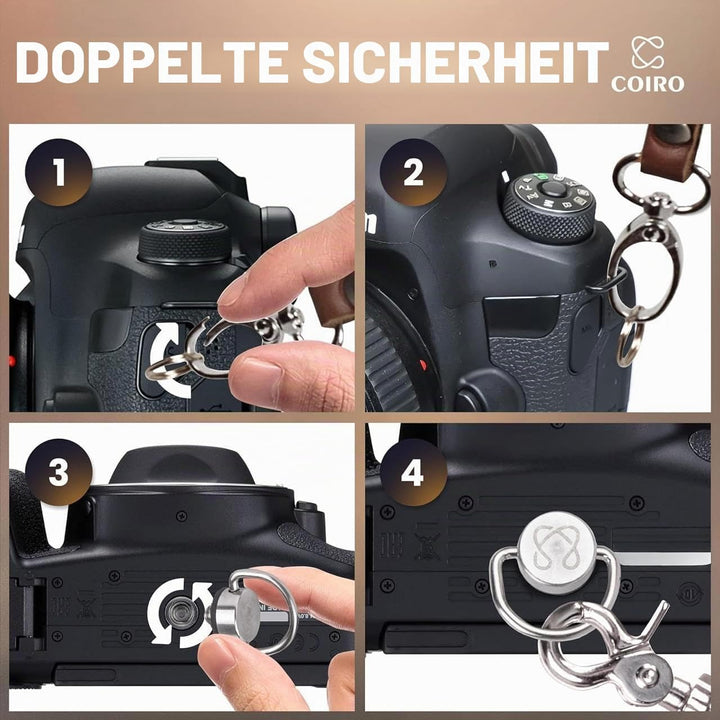 C Coiro Kamera-Zubehör Slim Dual Harness Zwei Kameras - Schulterriemen aus Leder, Braun, Einstellbar