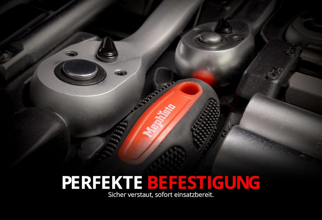 Mephisto Steckschlüssel Satz Ratschenkoffer/Umschaltknarre Premium XXL 216-teilig mit Chrom, Vanadiu