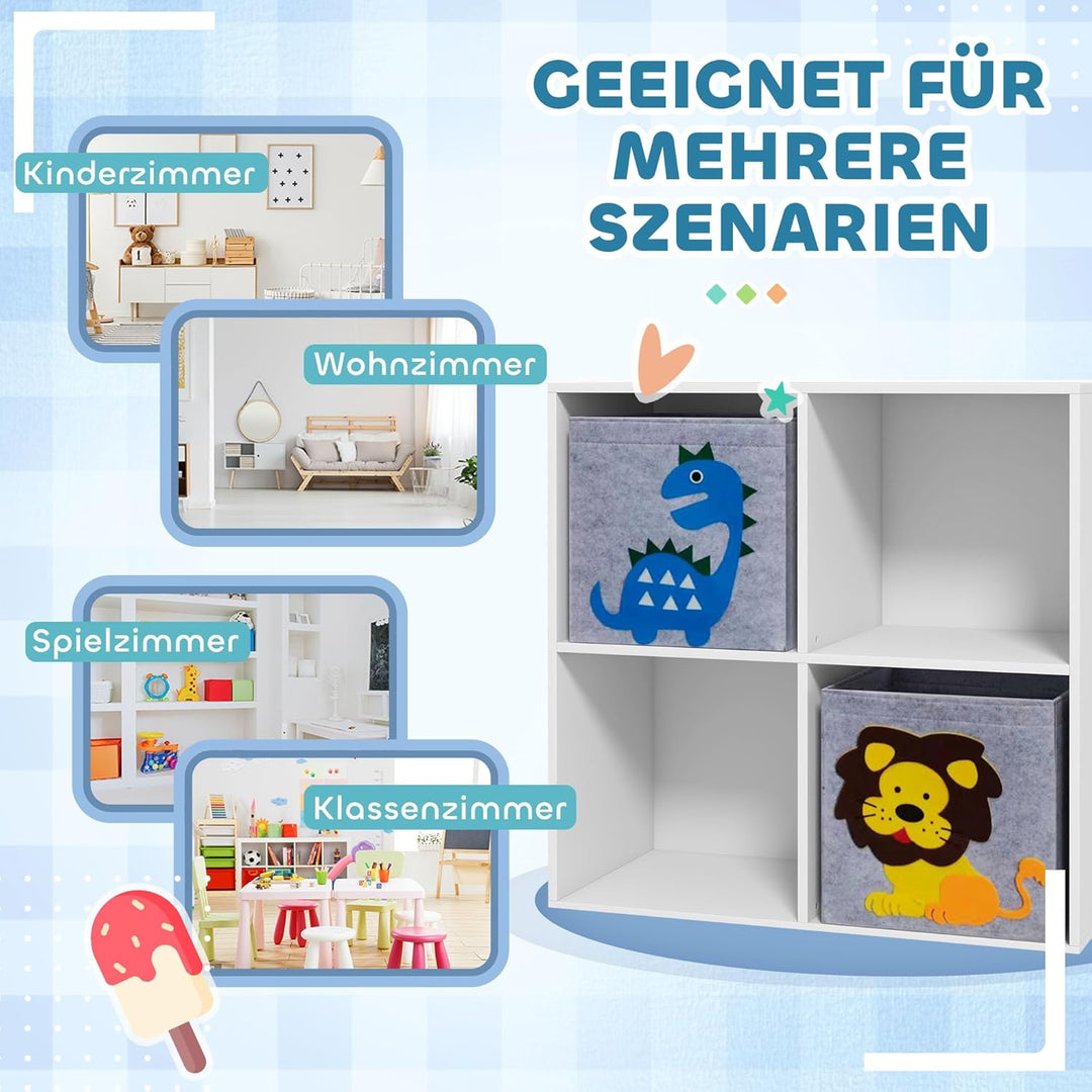 ZONEKIZ Kinderregal Bücherregal für Kinder Spielzeug-Organizer Kinderzimmerregal mit 2 Aufbewahrungs