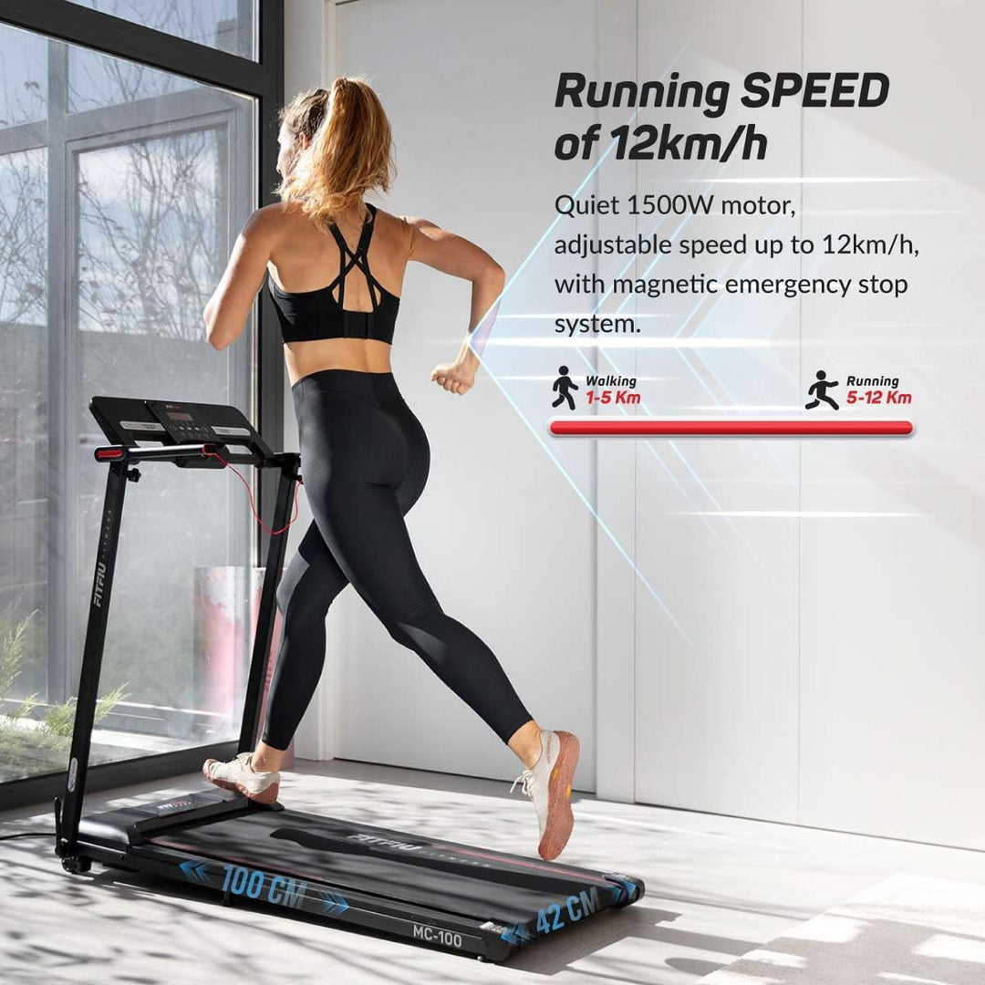 FITFIU Fitness MC-100 - Faltbares Laufband, Geschwindigkeit bis zu 10km/h, manuelle Steigung, Lauffl
