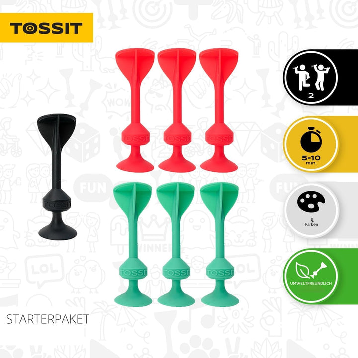 TOSSIT Spiel Rot Cyan, Dartpfeil Silikon-Saugnapf, Boccia innen aussen, starker und langlebiger Saug