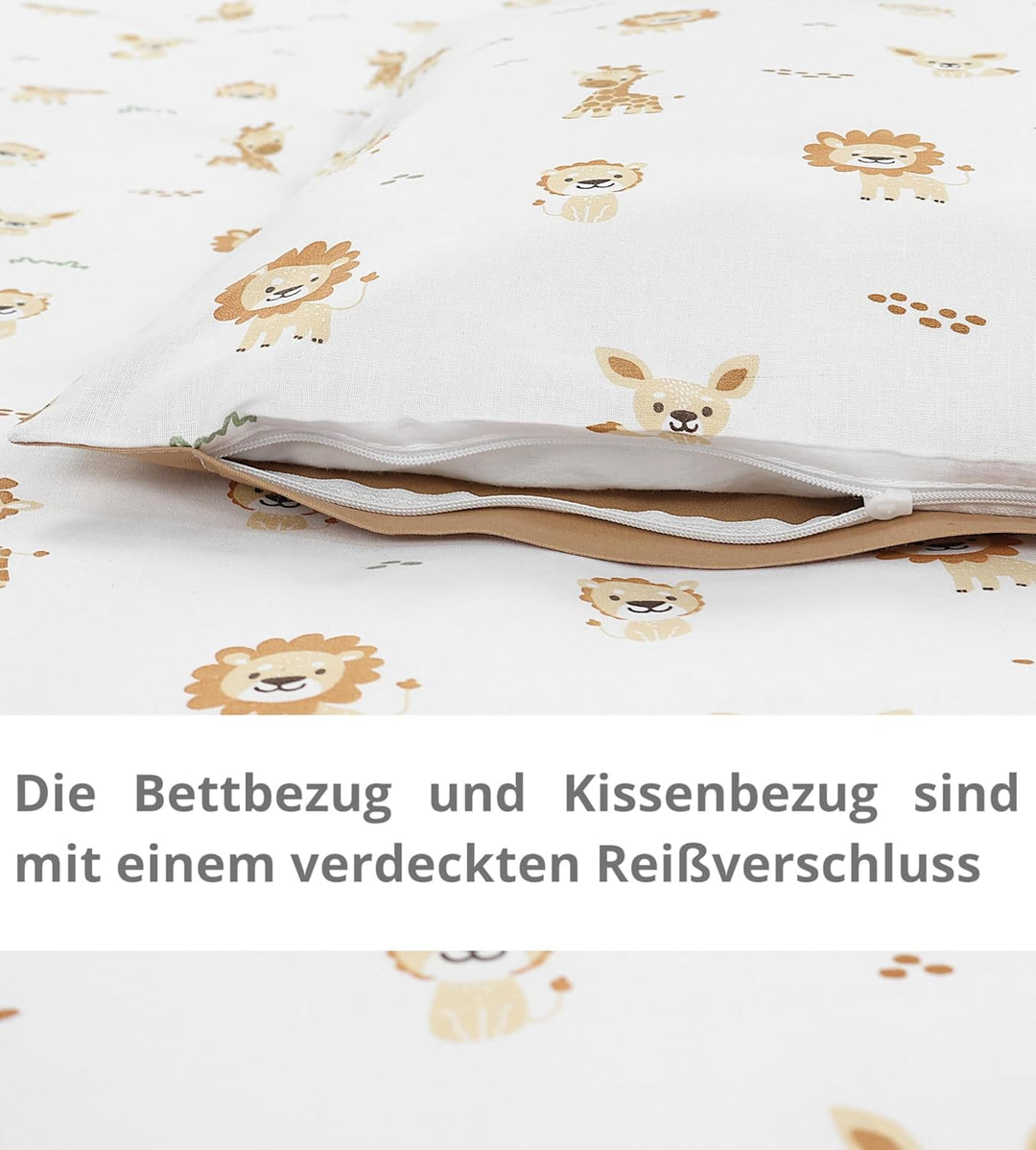 TupTam Kinder Bettwäsche Gemustert 2-Teilig Wendebettwäsche, Farbe: Süsse Safari/Kakaobraun, Grösse:
