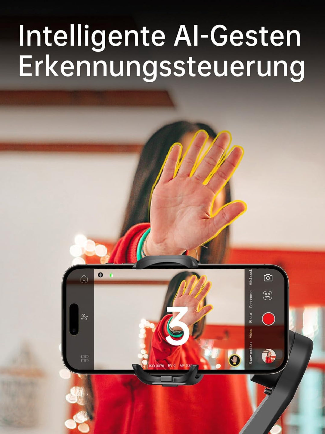 AOCHUAN Phone Gimbal Stabilizer 3-Achsen Smartphone faltbar Gimbal für iPhone Gimble mit Focus Wheel