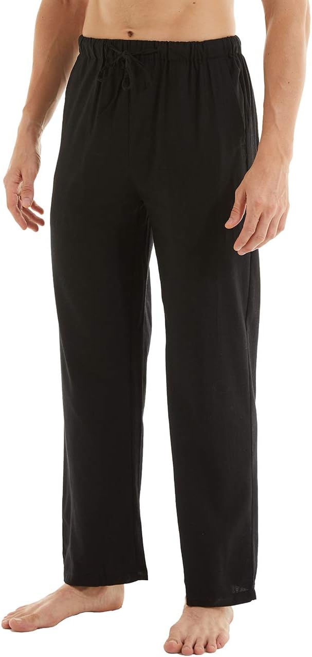 YuKaiChen Herren Leinenhose Herren Lang Sommerhose Weit Leicht Loose Fit Freizeithose Yoga Urlaub St