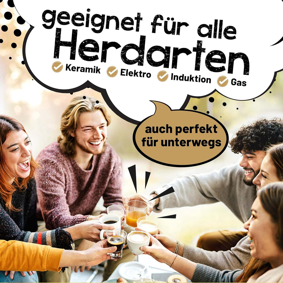 FLOW Premium Edelstahl Espressokocher mit Reduziersieb für 2 bis 4 Tassen 200ml - Espressomaker indu