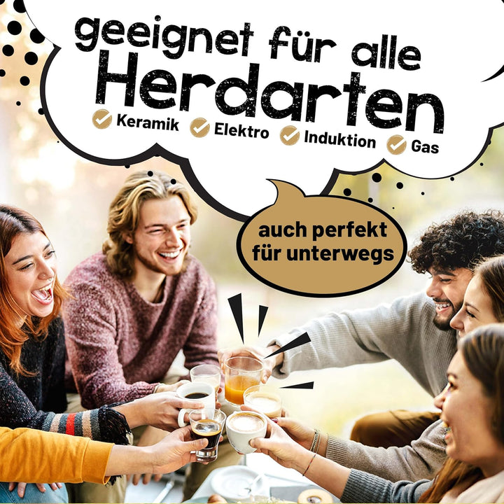 FLOW Premium Edelstahl Espressokocher mit Reduziersieb für 2 bis 4 Tassen 200ml - Espressomaker indu