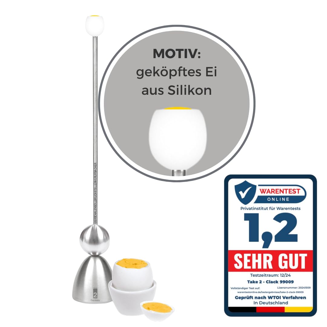 Clack 99009 - Eierschalensollbruchstellenverursacher - Edelstahl - Motiv: Frühstücksei - Made in Ger