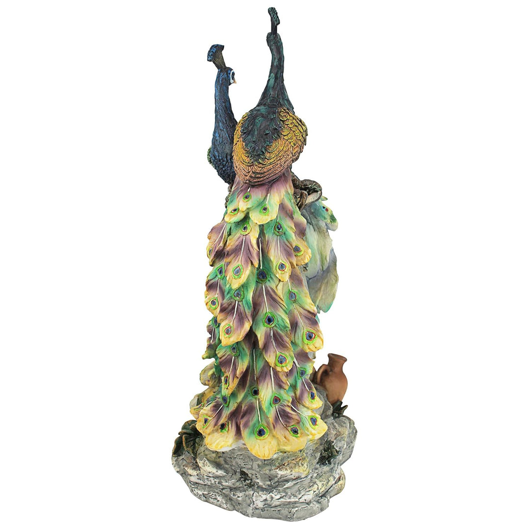 Design Toscano Pfauen im Paradies Dekostatue, Polyresin, vollfarbe, 48 cm, Pfauen im Paradies