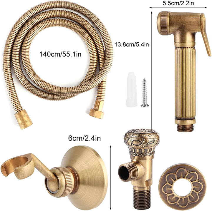 Vintage Messing Handheld Bidet Sprayer Toilette Handheld Bidet Spray Spray Kopfhalterungsschlauch Se