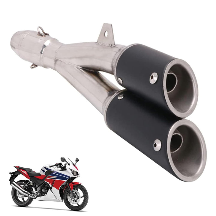 1.5-2" Einlass Thunder Dual Tail Steckdose Slip-On Auspuff Schalldämpfer mit DB-Killer Motorrad - Bl