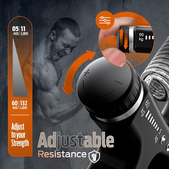 PORTENTUM Handtrainer Unterarmtrainer, Einstellbarer Widerstand 5-60kg, Hand Unterarm Trainingsgerät