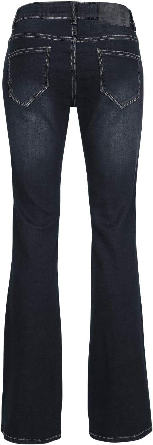 Black Premium by EMP Damen dunkelblaue Jeans mit Waschung und Schlag W29L30