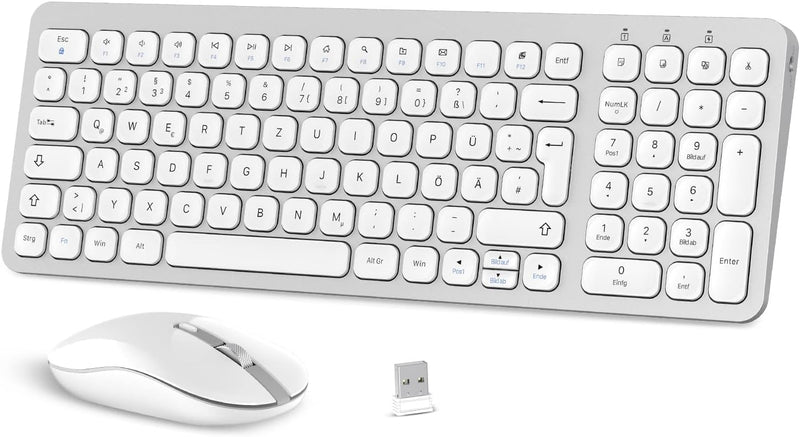 PINKCAT Tastatur Maus Set Kabellos, 2.4G USB Maus und Tastatur Kabellos Deutsche Tastatur QWERTZ Lay
