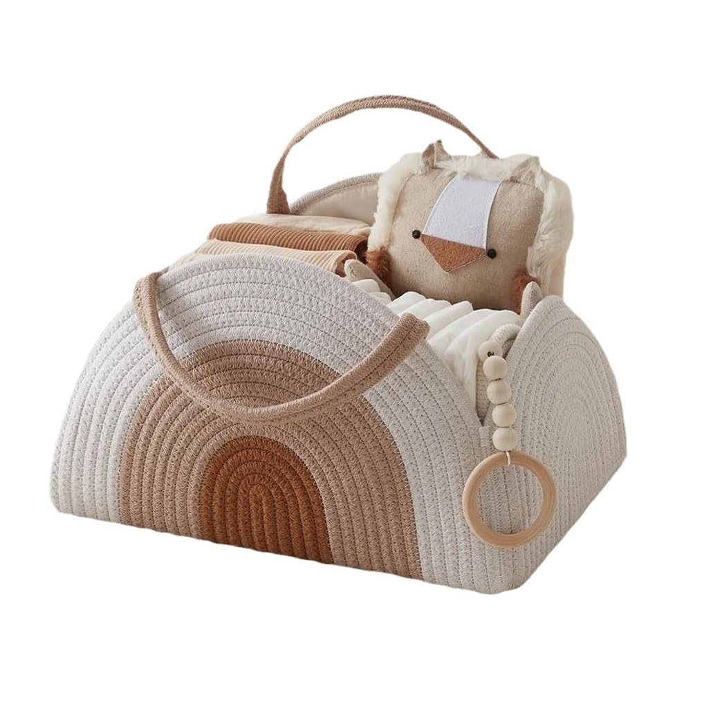 Wickeltasche Organizer, Baby Windel Caddy Korb, Tragbarer Aufbewahrungskorb für den Wickeltisch, Wic