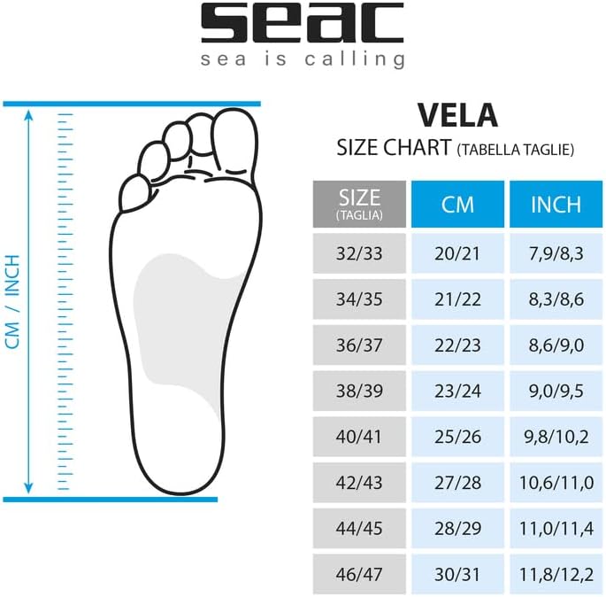 Seac Unisex Vela Flossen zum Schwimmen 44/45 hellblau, 44/45 hellblau