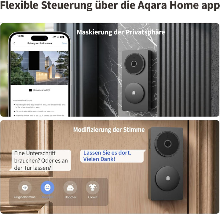 Aqara Smart Türklingel Kamera G410 mit Chime, 2k,Homekit-Sicherheits-Video,2-Wege Audio, Integrierte