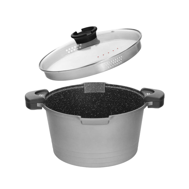 ROSSETTO Nudeltopf Topf 24 cm mit Sieb Deckel Spaghettitopf Pastatopf 4,5 Liter, Aluguss, Antihaftbe