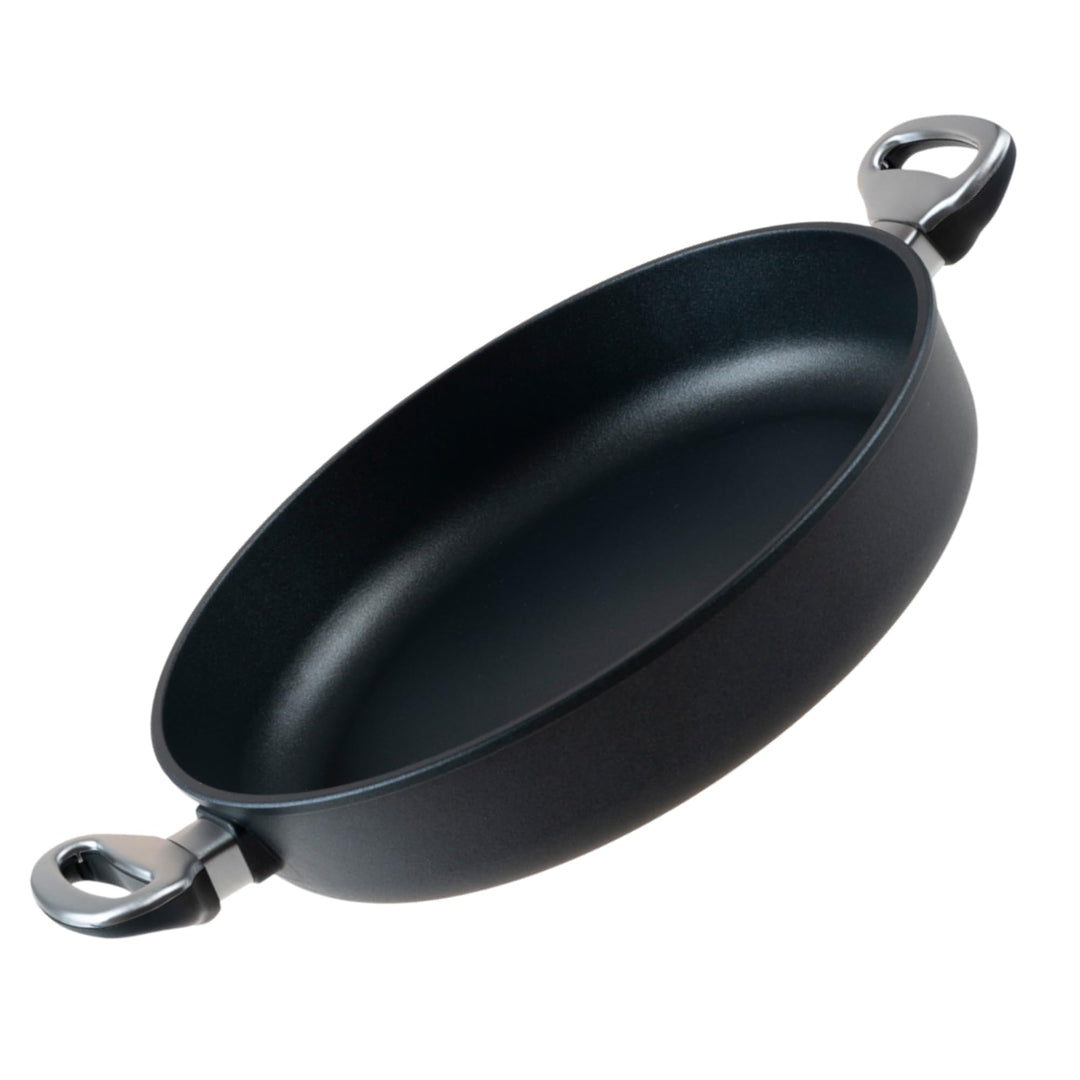 Harecker Bräterpfanne 32 cm Ø aus robustem Aluguss mit praktischen Seitengriffen | PFOA-freie Antiha