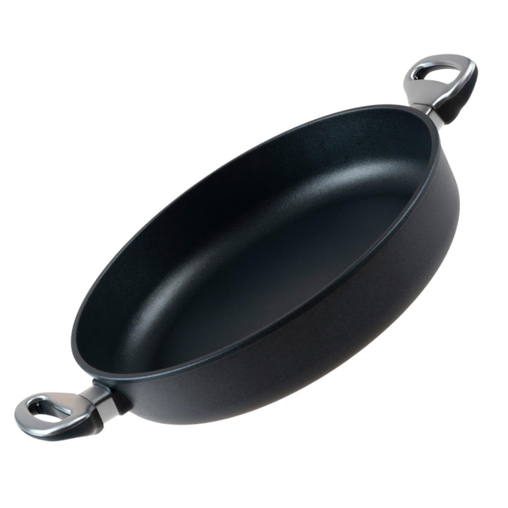 Harecker Bräterpfanne 32 cm Ø aus robustem Aluguss mit praktischen Seitengriffen | PFOA-freie Antiha