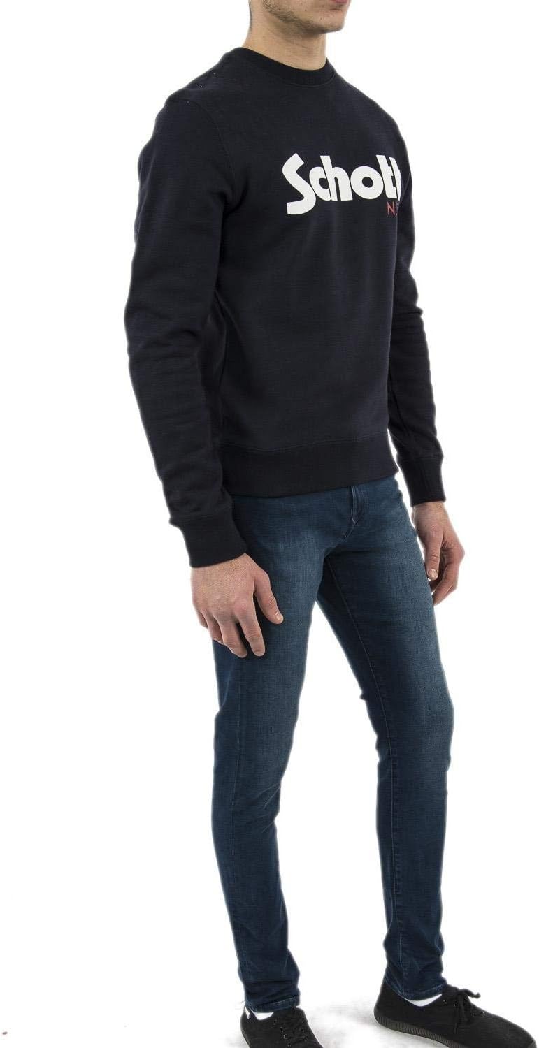 Schott NYC Herren Swcrew Sweatshirt S Blau (Navy Navy), S Blau (Navy Navy)