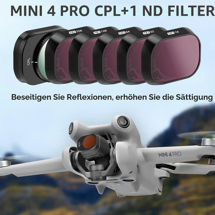 FPVtosky Drohne Mini 4 Pro Zubehör 7-IN-1 Kit: Zweilagiger Koffer, ND Filter Set, Landepad, Lanyard,