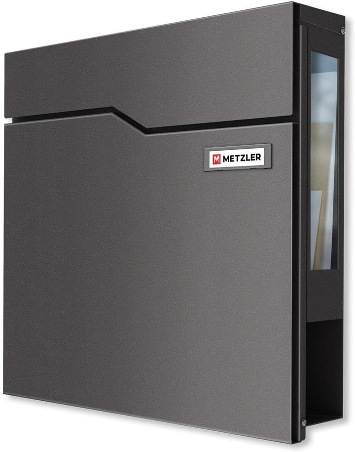 Metzler Briefkasten Eisenglimmer DB703 mit Zeitungsfach & Sichtfenster – Wandbriefkasten pulverbesch