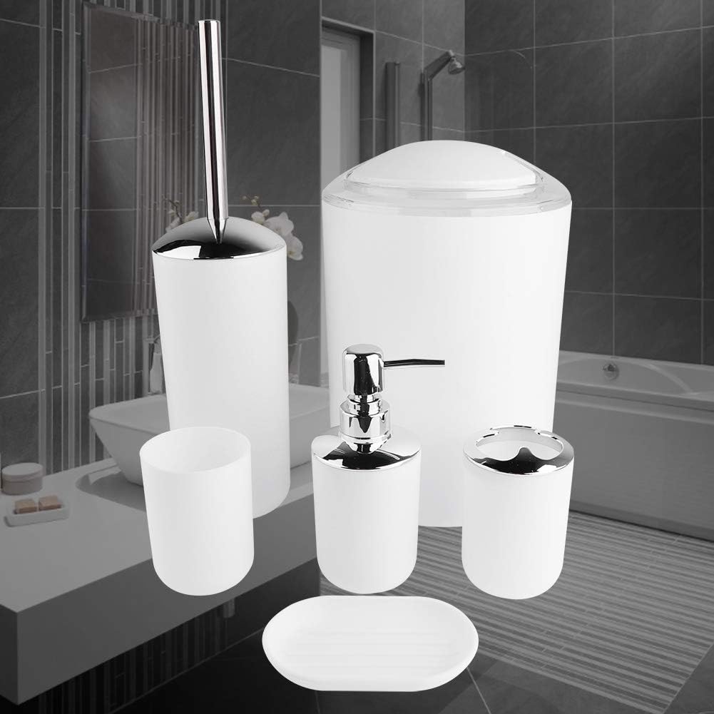 6pcs/Set Badezimmerzubehör Set Zahnbürstenhalter, Mülleimer, Seifenspender, Spülbecher, Seifenschale