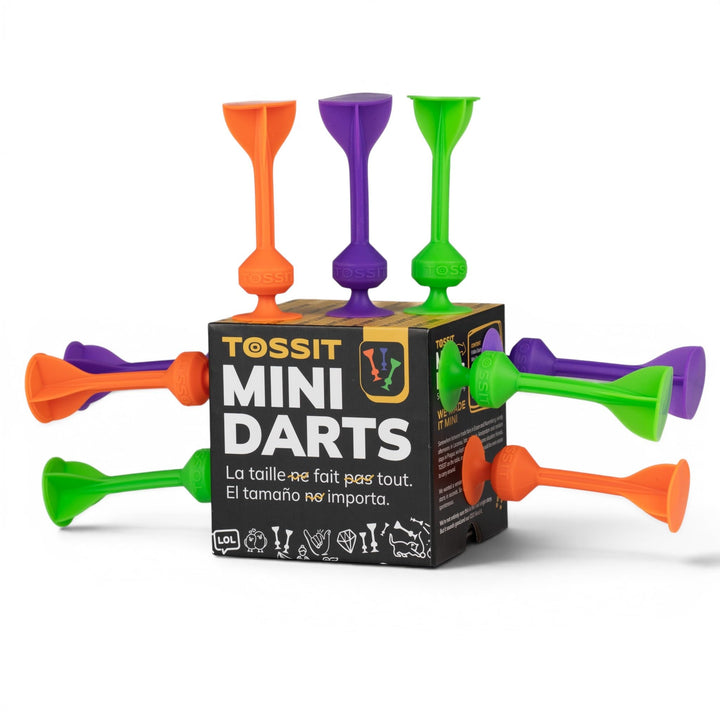 TOSSIT Mini Darts, Saugnapf-Dartspiel, Pétanque Indoor Outdoor für Wand und Boden, Robustes Silikon,
