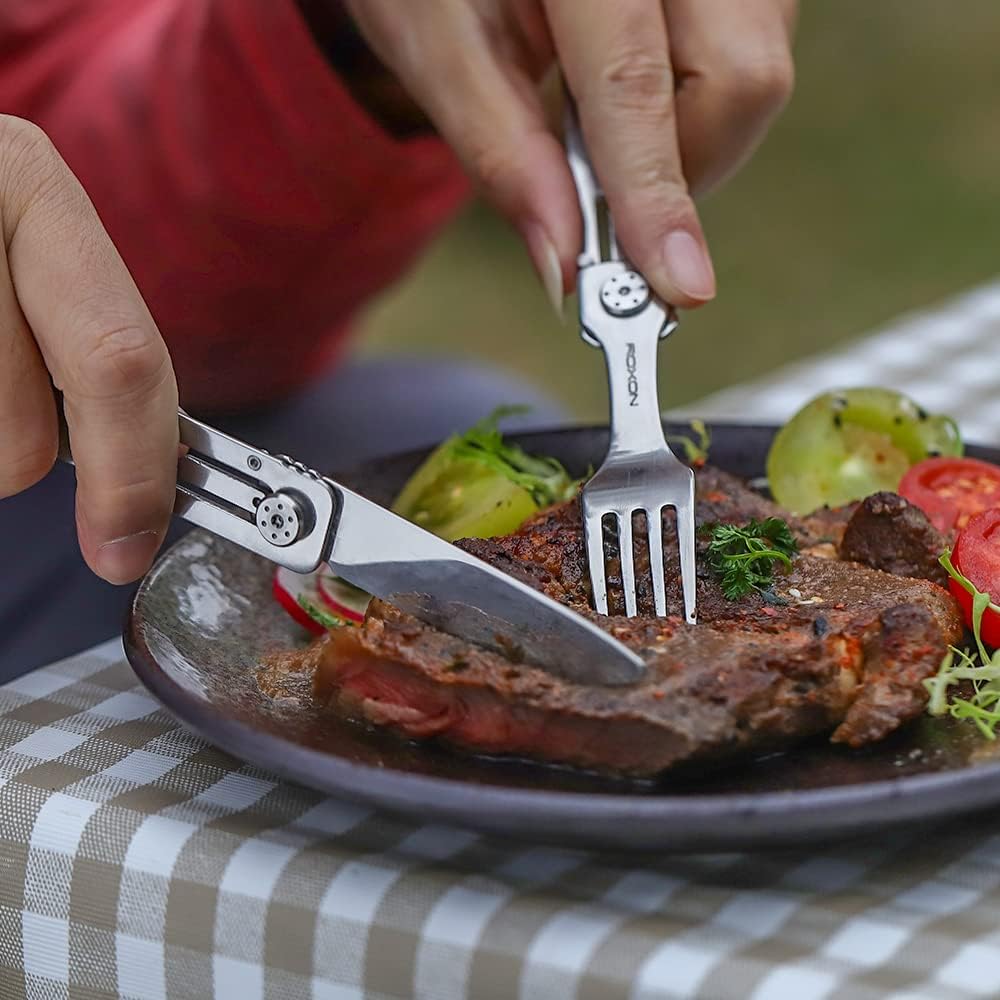 ROXON C1S 3 in 1 Camping Utensils Detachable Cutlery Knife Spoon Frok for Outdoor Camping Hiking, Ed