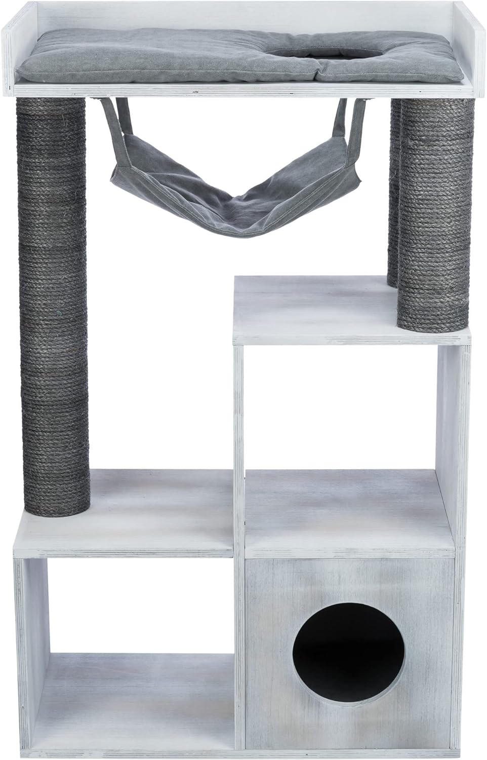 TRIXIE Katzen Kletterhöhle KRATZBAUM MIT REGALFUNKTION, 72 × 110 × 38 cm, GRAU- 44712