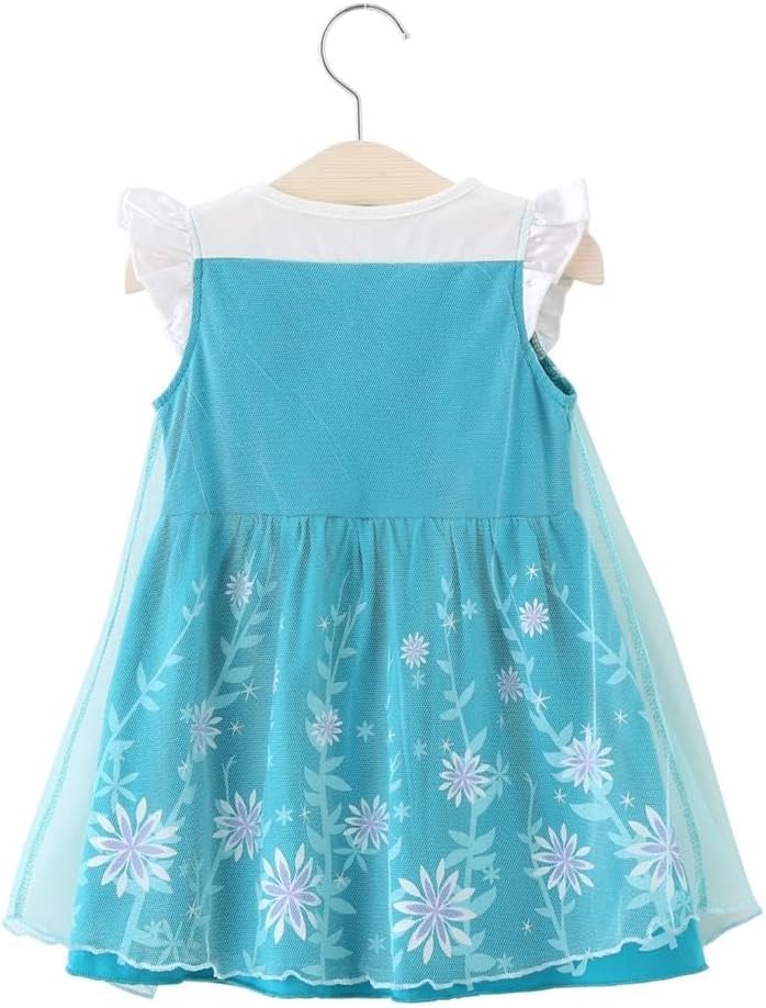 Lito Angels Baby Mädchen Kleinkind Mädchen Prinzessin Kleid Verkleiden Kostüm Casual Kurzarm Blau (S