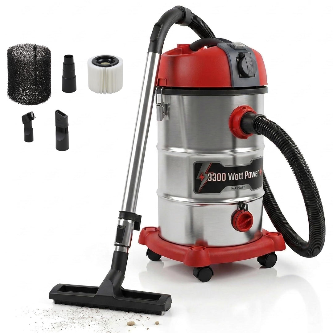 STAHLMANN VAC3300 Industriestaubsauger Nasssauger Trockensauger; 30L Tank, integrierte Steckdose, le
