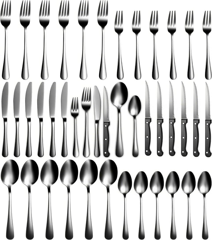 Xespis Besteck Set 6 Personen, 36 teilig Edelstahl Bestecksets (Silber) Silber 36, Silber 36